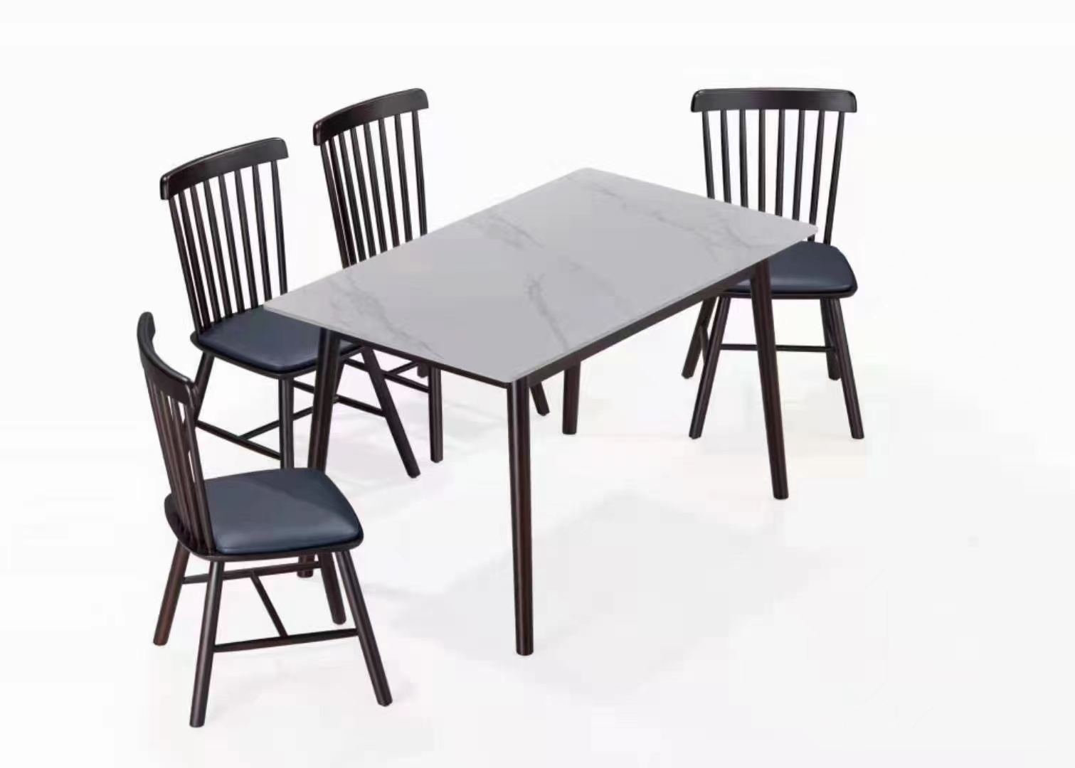左右岩板餐桌+椅子
